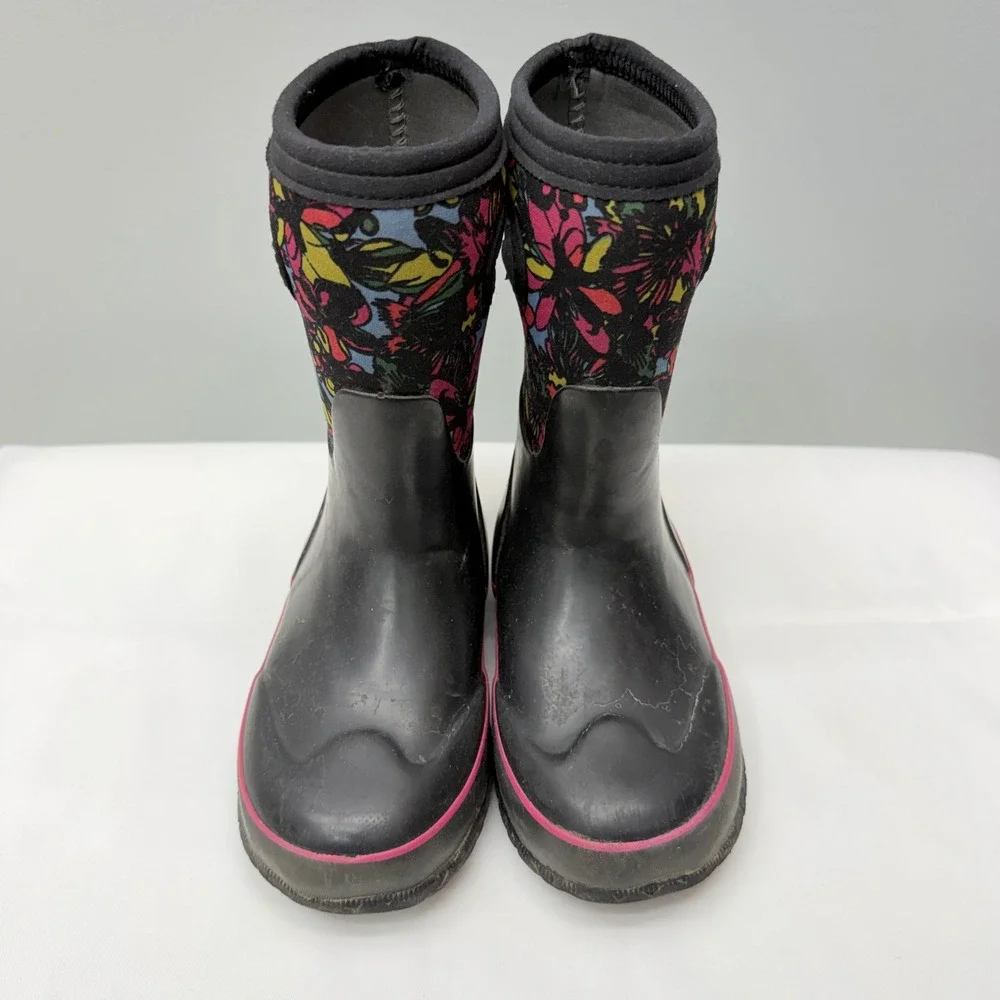 Bogs Grasp Wildflower Floral Kids Girls 12 Waterproof Winter Boots Black